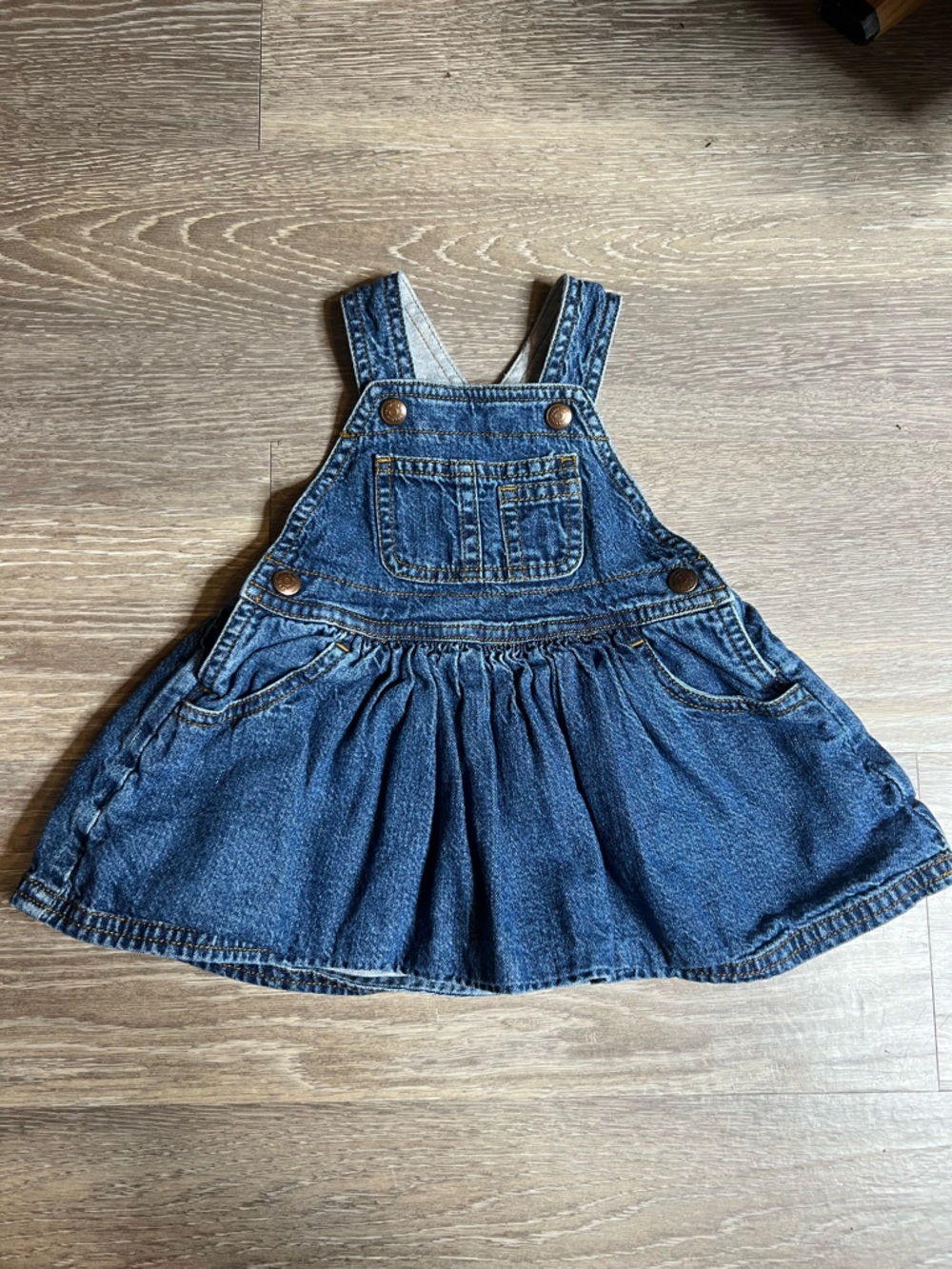 Vtg Baby Gap Newborn Denim Overall Dress  Logo Green Patch y2k Preowned EUC